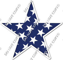 Flat Navy Blue with Star Pattern Star