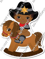 Dark Skin Tone Cowboy Baby Riding Toy Rocking Horse w/ Variant