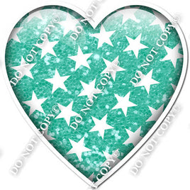 Sparkle Mint with Star Pattern Heart