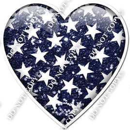 Sparkle Navy Blue with Star Pattern Heart