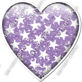 Sparkle Lavender with Star Pattern Heart