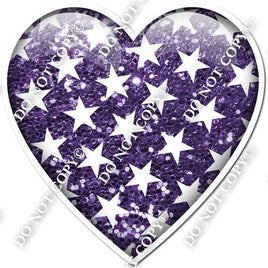 Sparkle Purple with Star Pattern Heart
