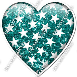 Sparkle Teal with Star Pattern Heart