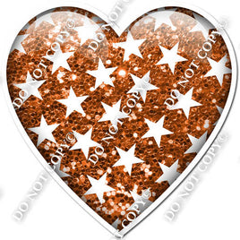 Sparkle Orange with Star Pattern Heart