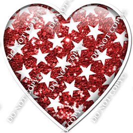 Sparkle Red with Star Pattern Heart