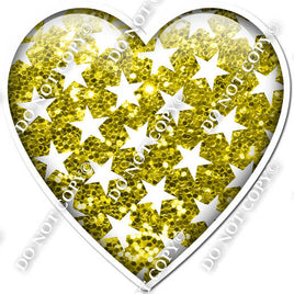 Sparkle Yellow with Star Pattern Heart