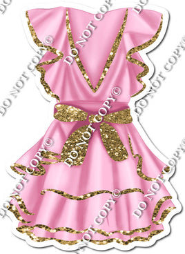 Baby Pink Dress with Gold Bow w/ Variant