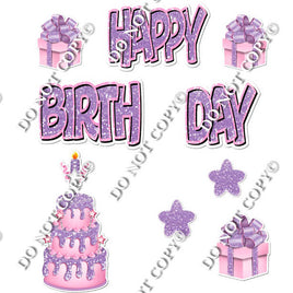 10 pc Happy Birthday - Swift - Baby Pink & Lavender Flair-hbd0318