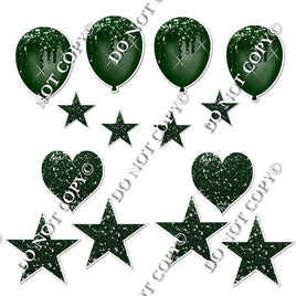 14 pc Hunter Green Sparkle Flair Set Flair-hbd0383