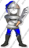 Blue Light Skin Tone Knight Holding Sword Cut Out w/ Variant