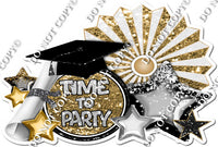 Gold Time To Party Statement with Fan w/ Variant