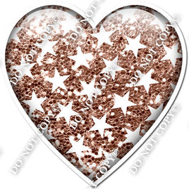Sparkle Rose Gold with Star Pattern Heart