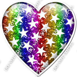 Rainbow with Star Pattern Heart