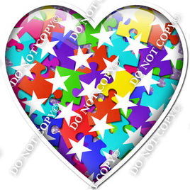 Puzzle Piece with Star Pattern Heart