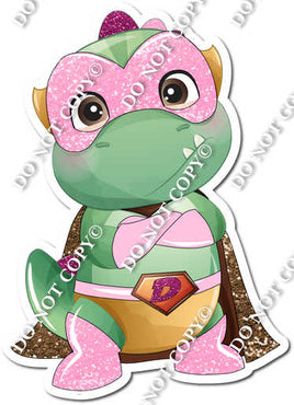Green Dinosaur - Baby Pink Cape