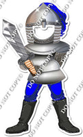 Blue Light Skin Tone Knight Holding Sword Cut Out w/ Variant