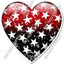 Ombre Red & Black with Star Pattern Heart