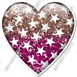Ombre Rose Gold & Hot Pink with Star Pattern Heart