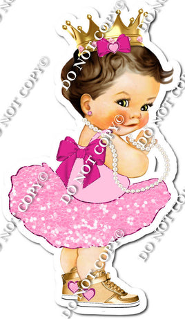Light Skin Tone Baby Girl with Dark Hair in Tutu w/ Variant