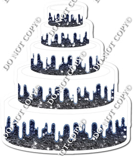 Navy Blue, Silver Ombre Cake