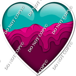 Teal & Pink Layered Heart