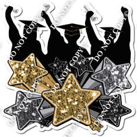 Graduation Silhouette with Stars w/ Variant