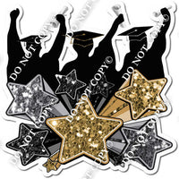 Graduation Silhouette with Stars w/ Variant