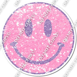 Baby Pink Sparkle Background & Lavender Sparkle Smiley Face w/ Variants