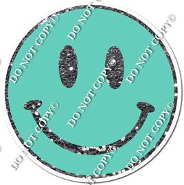Sparkle Silver & Teal Smiley Face