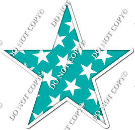 Flat Teal with Star Pattern Star