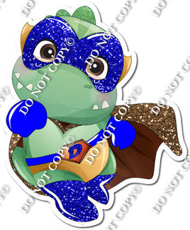 Green Dinosaur - Chocolate Cape Blue Boots