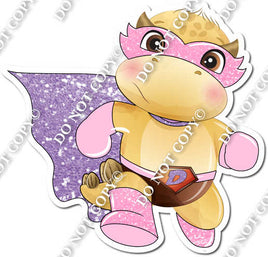 Yellow Dinosaur - Lavender Cape - Baby Pink Boots