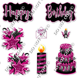 8 pc Quick Sets #1 - Hot Pink & Black Flair-hbd0330