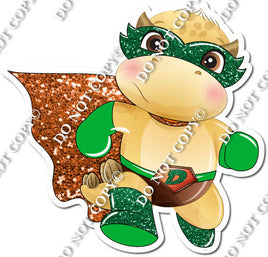 Yellow Dinosaur - Orange Cape - Green Boots