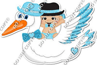 Baby Blue Light Skin Tone Baby Baby Boy Riding Stork w Variant