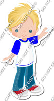 Blonde Hair Boy White T-Shirt w/ Variants