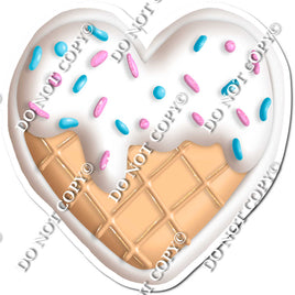 Ice Cream Heart - Pink & Blue Sprinkles w/ Variants