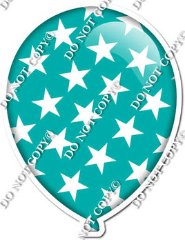 Flat Teal with Star Pattern Balloon