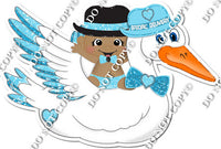 Baby Blue Dark Skin Tone Baby Baby Boy Riding Stork w Variant