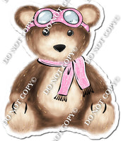 Teddy Bear Wearing Baby Pink Aviator Goggles