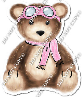 Teddy Bear Wearing Baby Pink Aviator Goggles