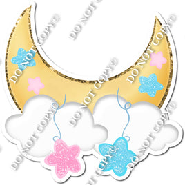 Moon - Baby Blue & Baby Pink Stars
