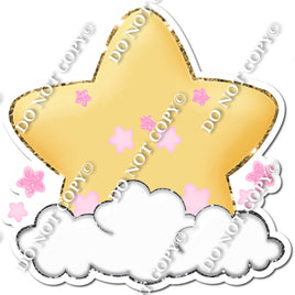 Star Sitting on Cloud - Baby Pink