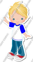 Blonde Hair Boy White T-Shirt w/ Variants