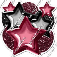 Burgundy & Black Balloon & Star Bundle