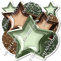 Sage & Chocolate Balloon & star bundle