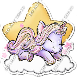 Purple Unicorn Laying Down by Star