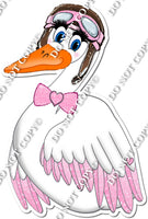Baby Pink Stork Wearing Aviator Cap w/ Variant