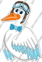 Baby Blue Stork Wearing Aviator Cap w/ Variant