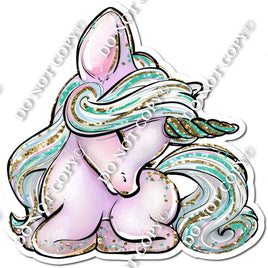 Pink & Teal Unicorn Laying Down w/ Variants